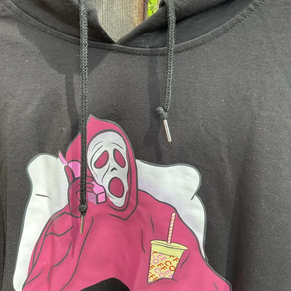 Romwe Pink Ghostface Scream Character Logo Hoodie  Sz Med